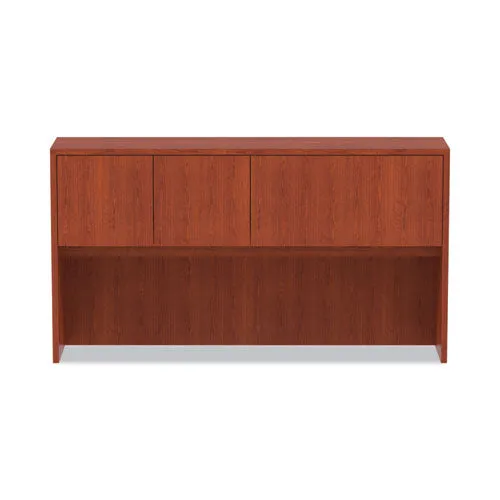 Alera Valencia Series Hutch With Doors, 4 Compartments, 64.75w X 154d X 35.38h, Medium Cherry