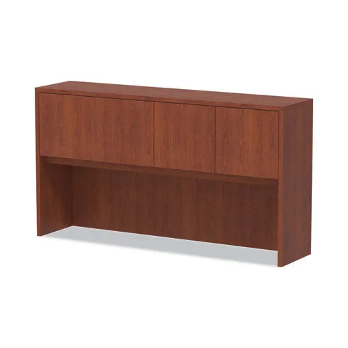 Alera Valencia Series Hutch With Doors, 4 Compartments, 64.75w X 154d X 35.38h, Medium Cherry