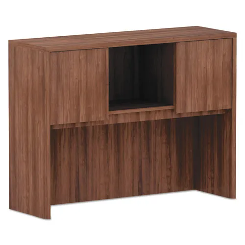 Alera Valencia Series Hutch With Doors, 4 Compartments, 70.63w X 15d X 35.38h, Gray