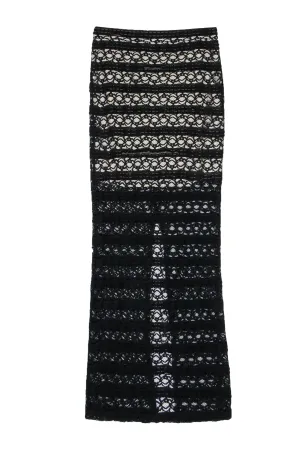 Alice & Olivia - Black Lace Maxi Skirt w/ Nude Lining Sz 6