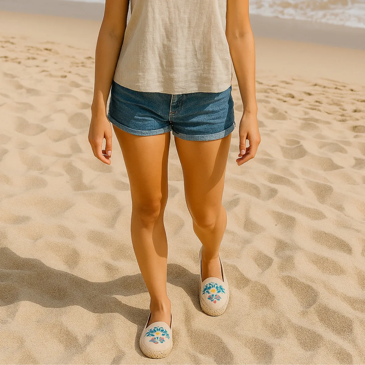 Bayside Beach Club Espadrille Floral Creme