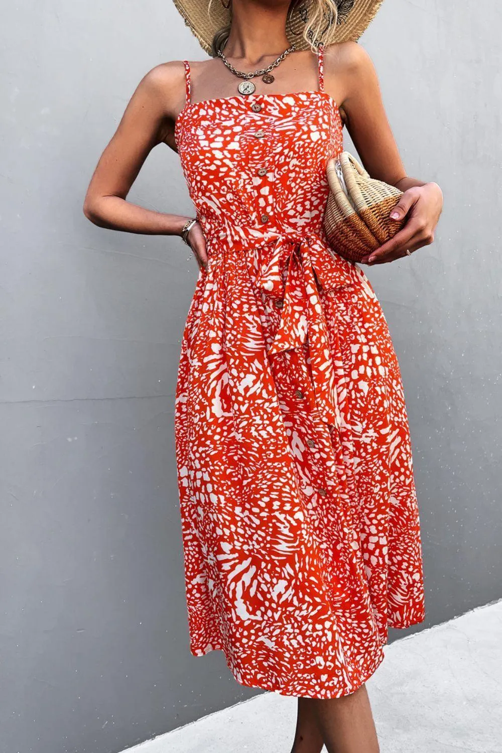 Beat the Heat Spaghetti Strap Belted Dress