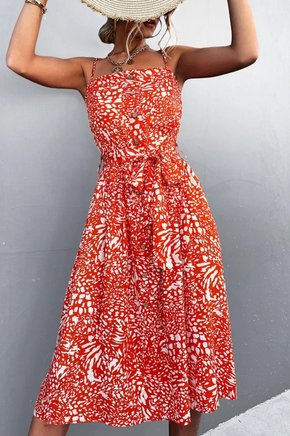 Beat the Heat Spaghetti Strap Belted Dress