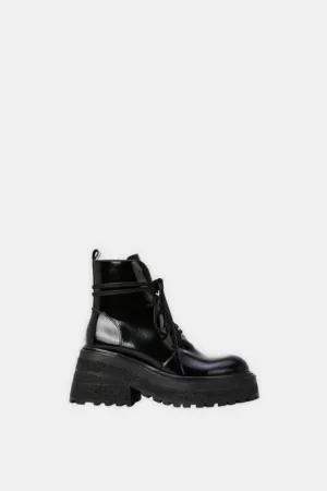Black Lace-Up Boots