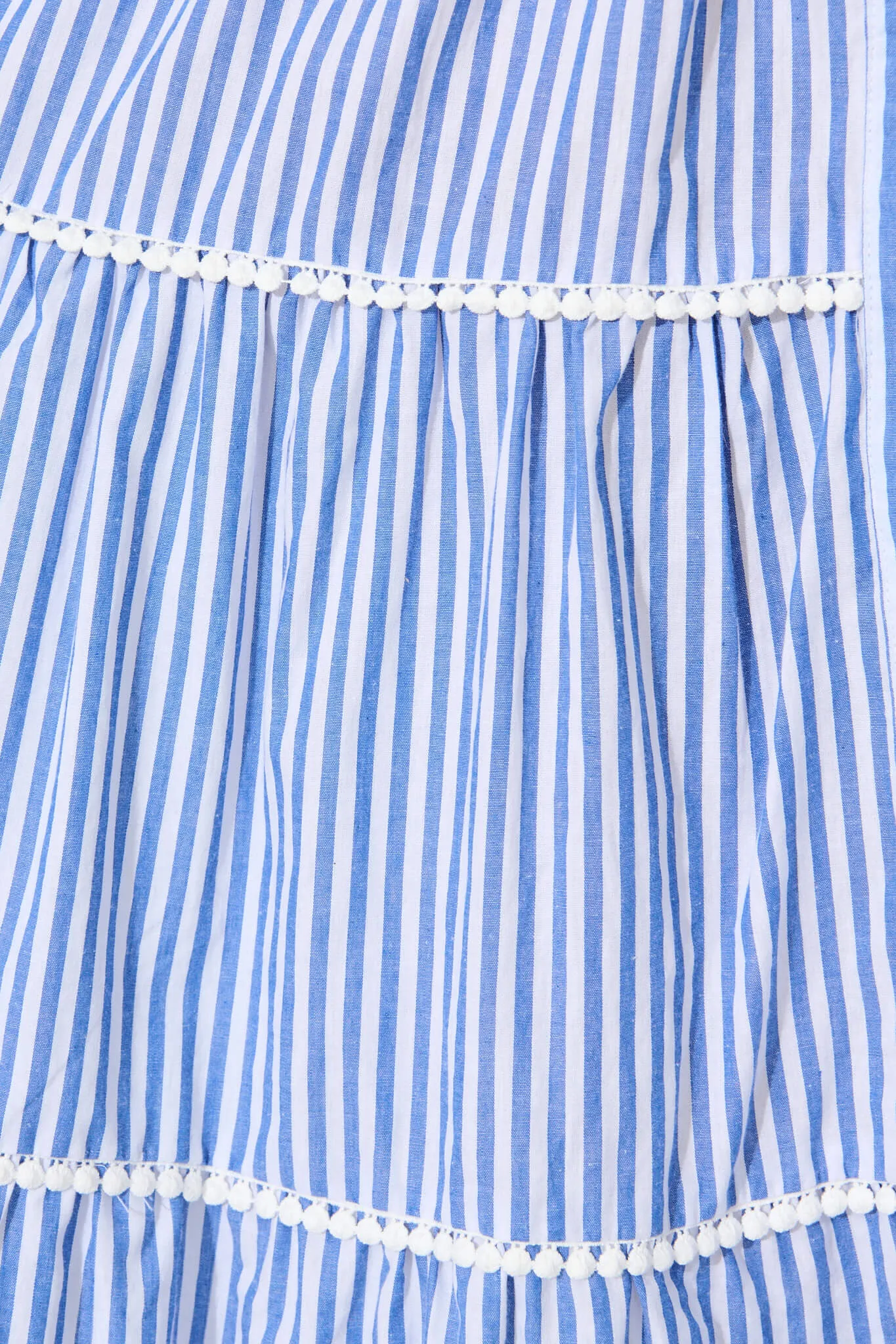 Blue Striped Cotton Midi Shirt Dress