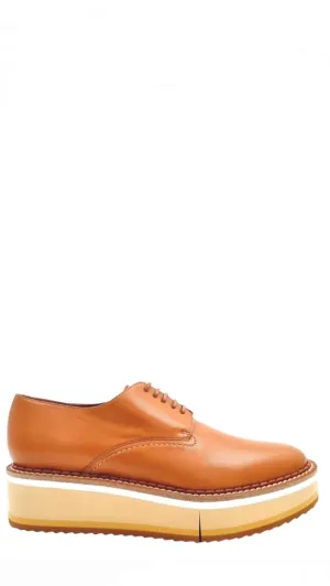 Brook Tan Leather Platform Derby