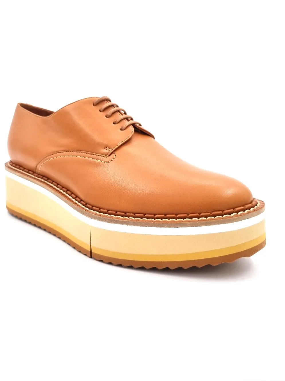 Brook Tan Leather Platform Derby