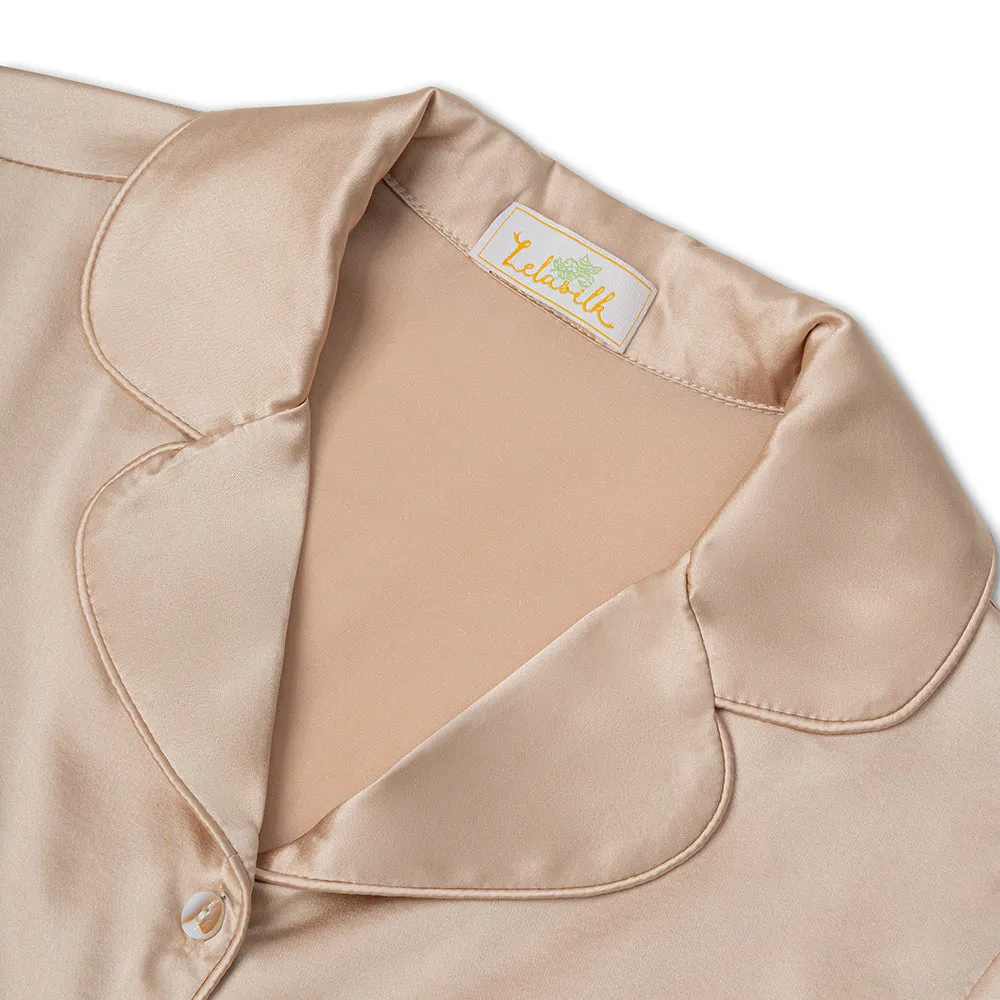 CELINE High Collar Long Sleeve Silk Pajama Set