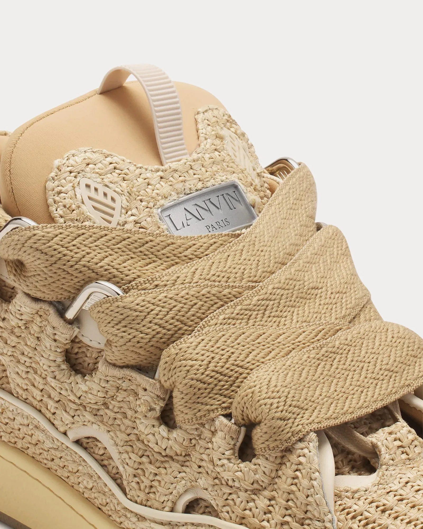 Curb Raffia Natural Low Top Sneakers