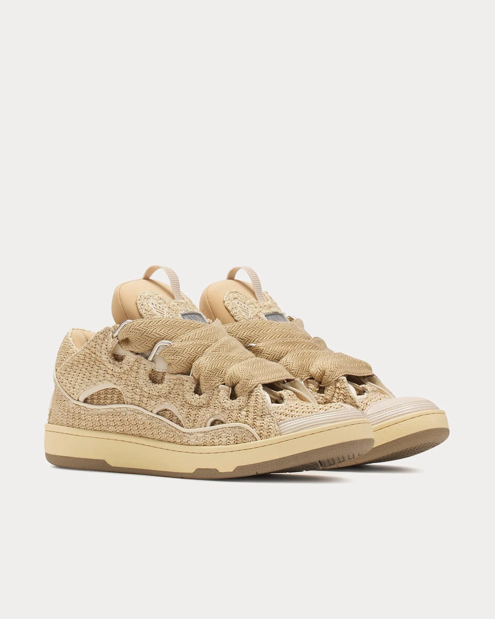 Curb Raffia Natural Low Top Sneakers