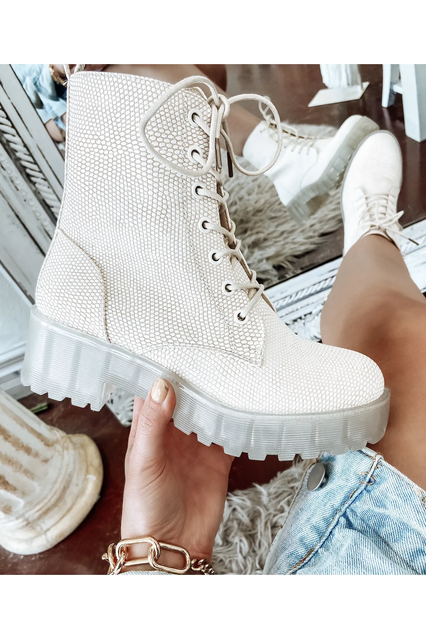 Dirty Laundry Mazzy Natural Combat Booties