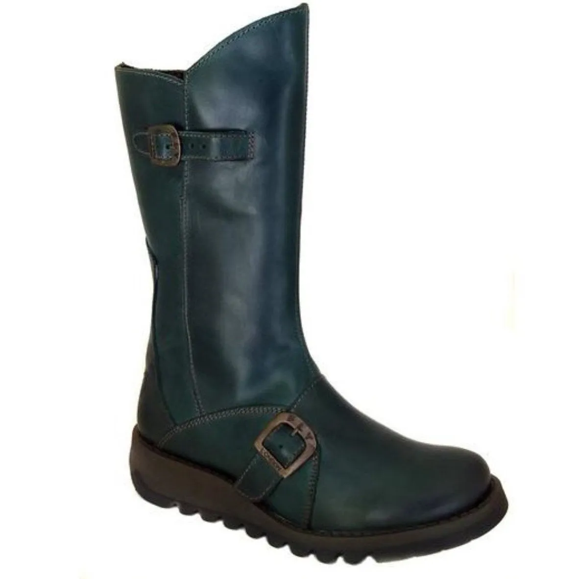 Fly London Mid Calf Boot MES 2 Petrol Leather
