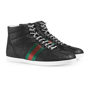 Gucci Men's Glitter Web High-top Sneaker, Black (Nero) 429598