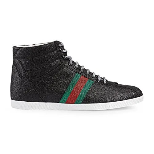 Gucci Men's Glitter Web High-top Sneaker, Black (Nero) 429598