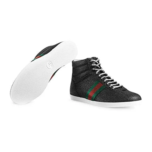 Gucci Men's Glitter Web High-top Sneaker, Black (Nero) 429598