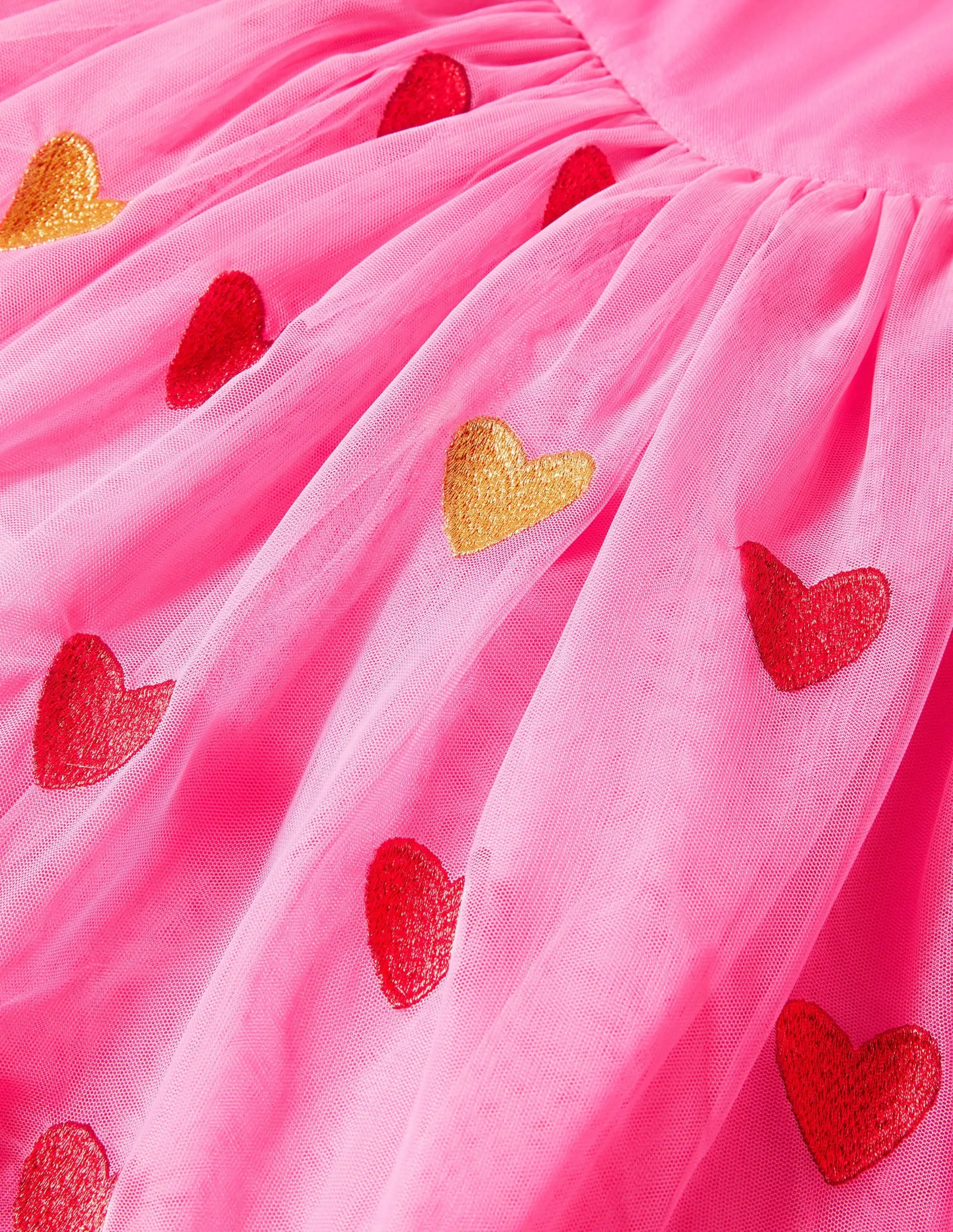 Heart Tulle Party Dress-Bright Petal Pink