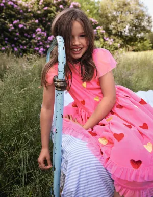 Heart Tulle Party Dress-Bright Petal Pink