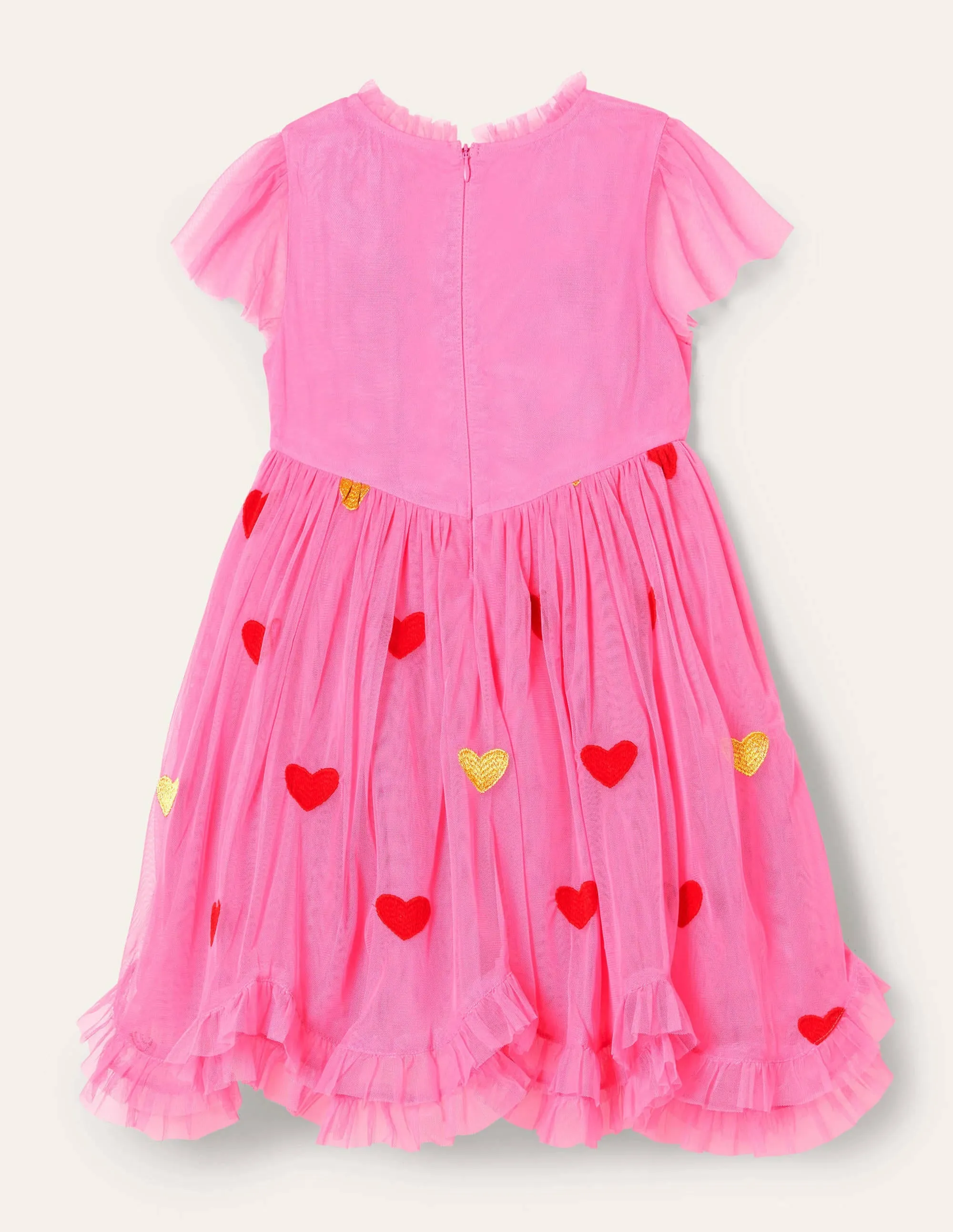 Heart Tulle Party Dress-Bright Petal Pink