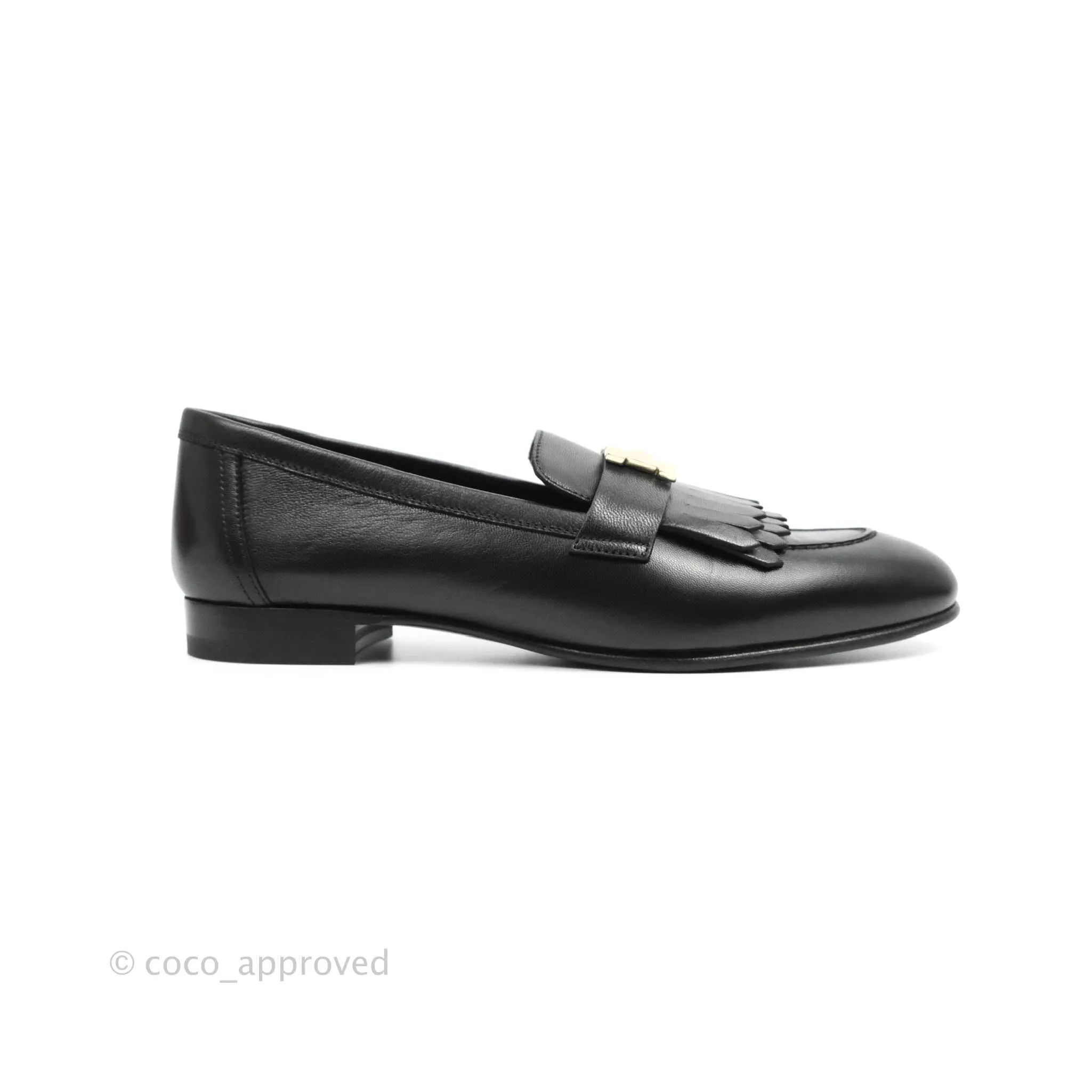 Hermès Women Royal Loafers Black Gold Hardware Size 38