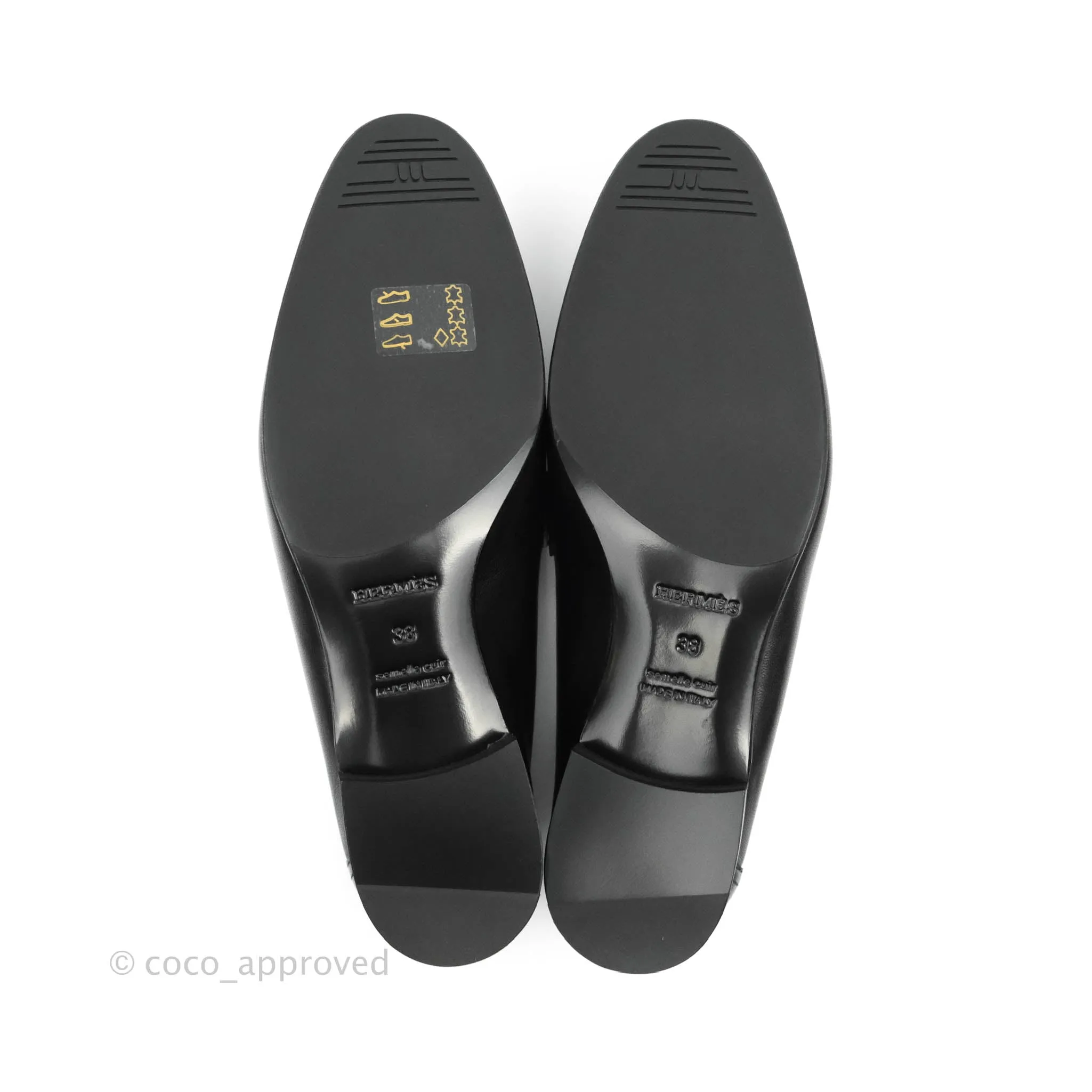 Hermès Women Royal Loafers Black Gold Hardware Size 38