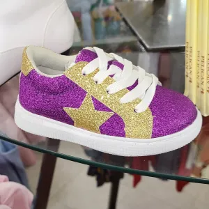 Kids's Purple & Gold Glitter Sneaker