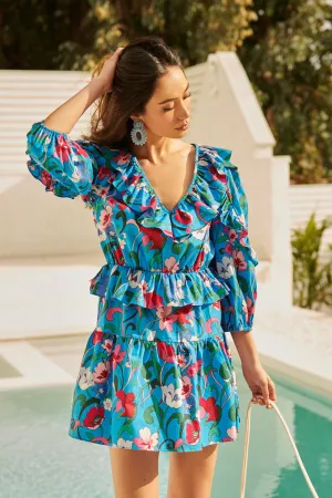 Lucera Ruffle V Neck Kitt Mini Dress