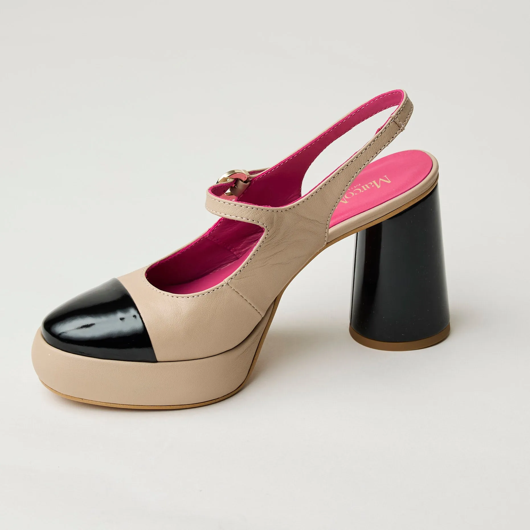 Marco Moreo Mary Jane Beige & Black Patent Leather Shoes