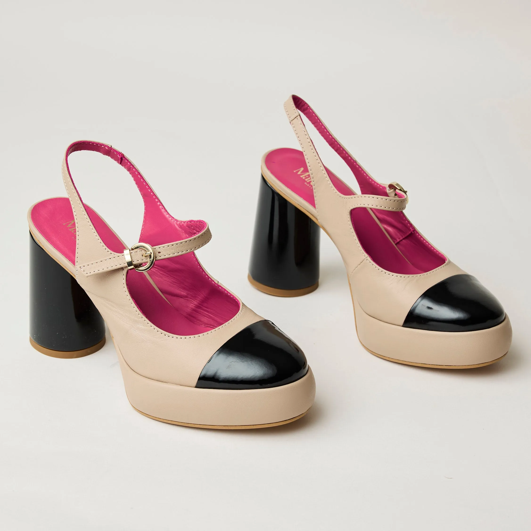 Marco Moreo Mary Jane Beige & Black Patent Leather Shoes