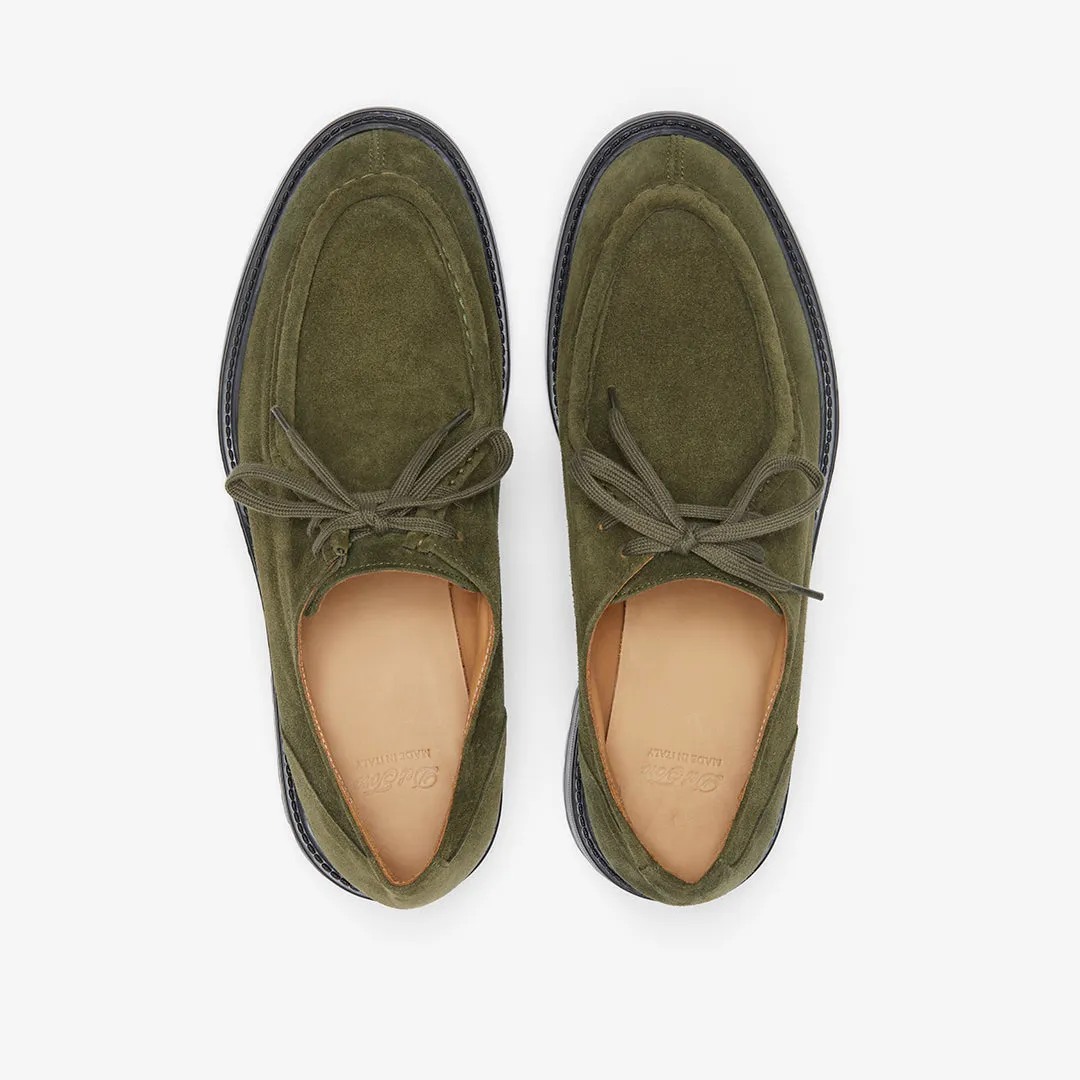 Men's Olive Suede Tuscan Derby Boot From Del Toro Shoes