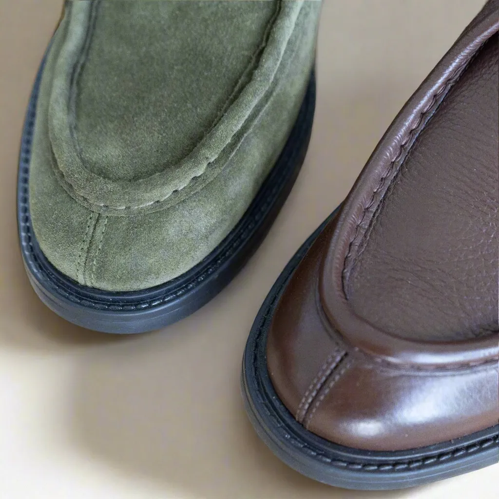 Men's Olive Suede Tuscan Derby Boot From Del Toro Shoes