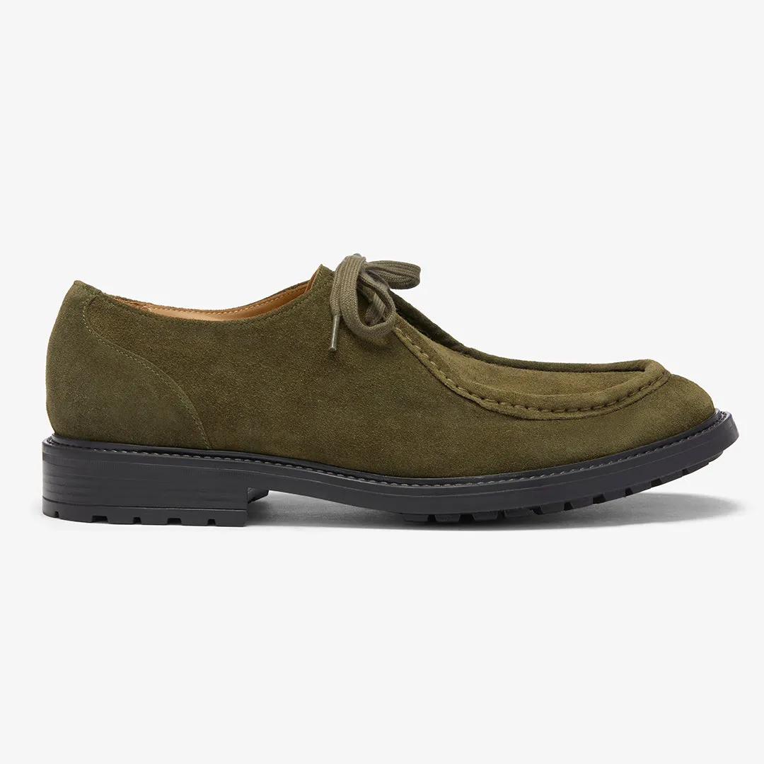 Men's Olive Suede Tuscan Derby Boot From Del Toro Shoes