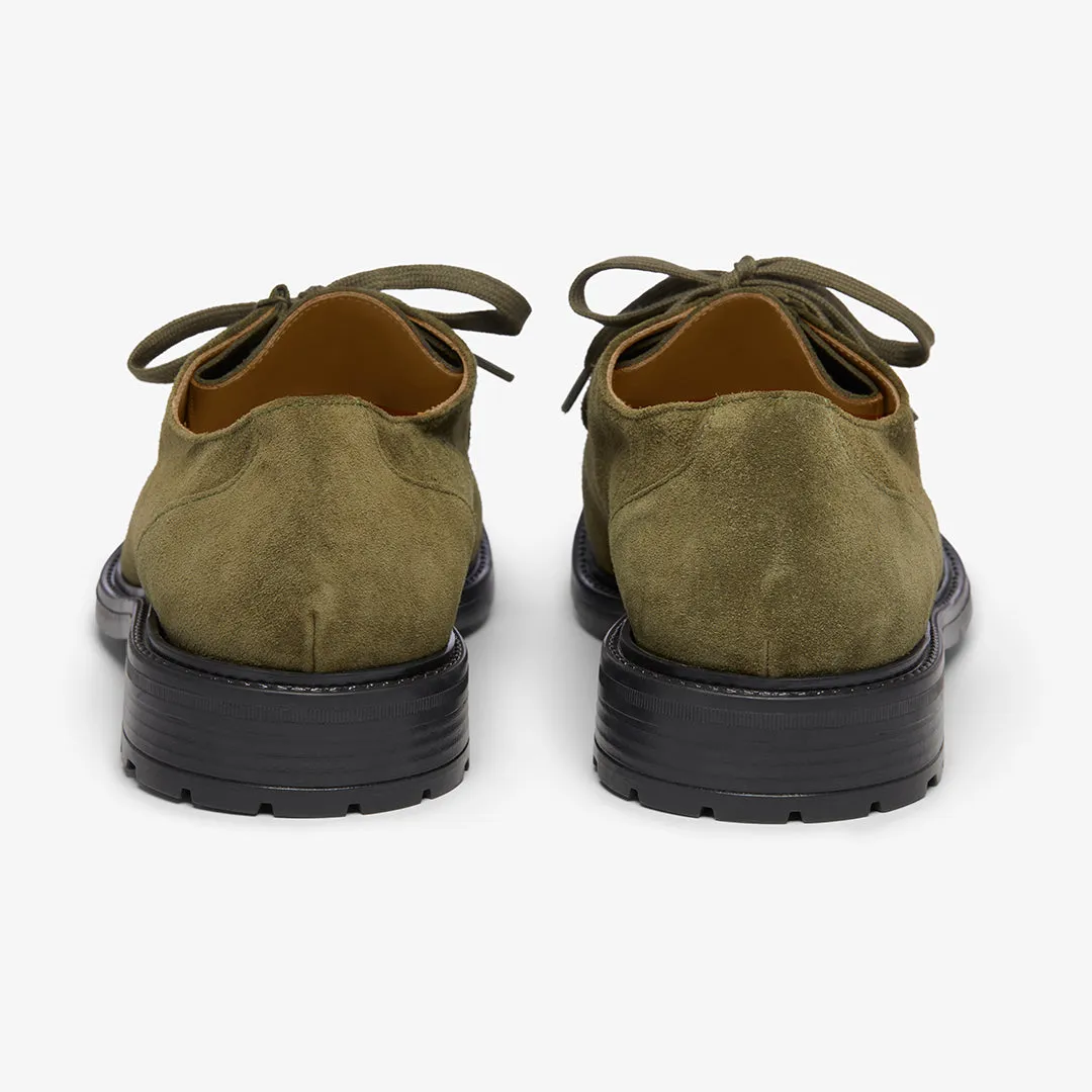 Men's Olive Suede Tuscan Derby Boot From Del Toro Shoes