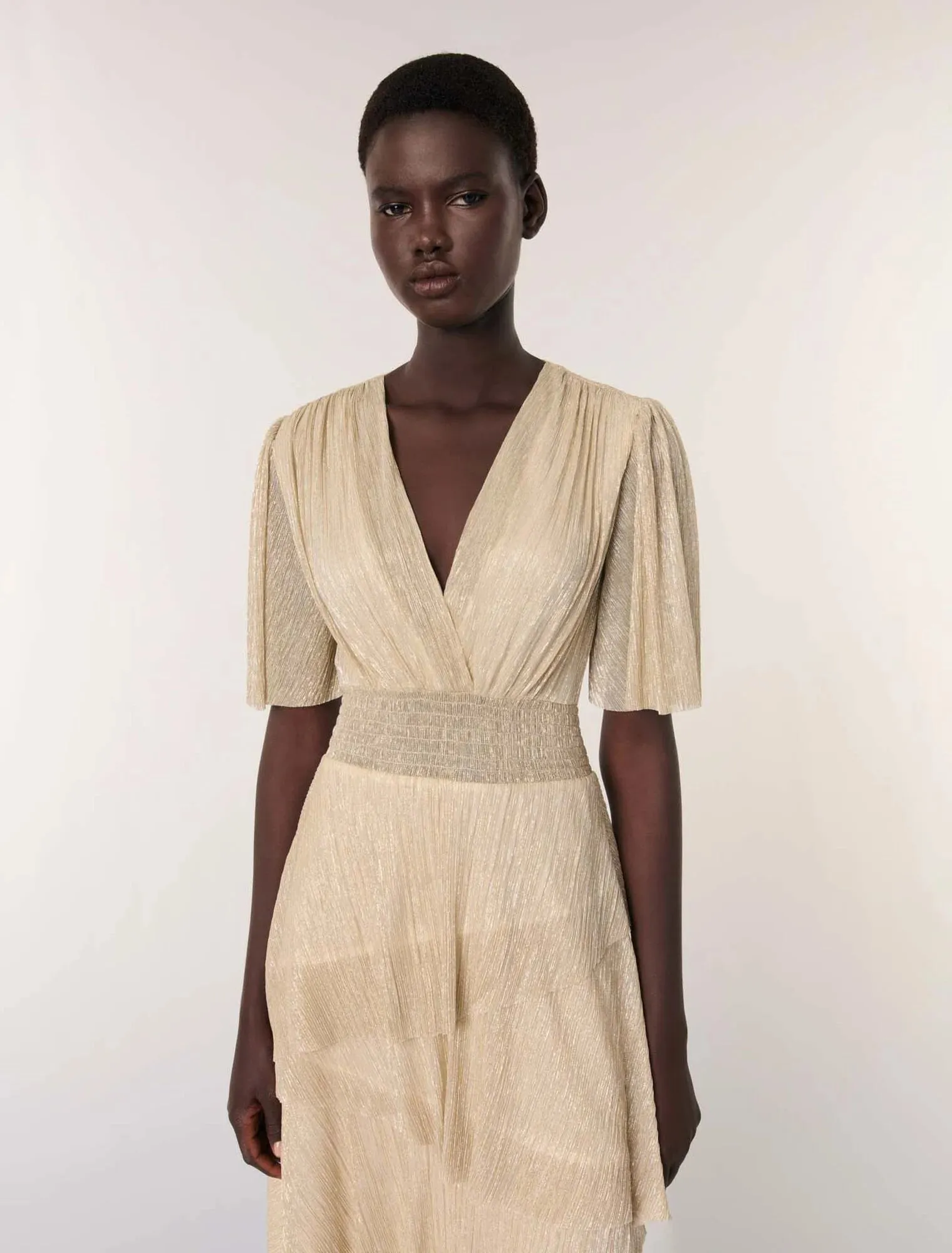 Metallic ruffled dress