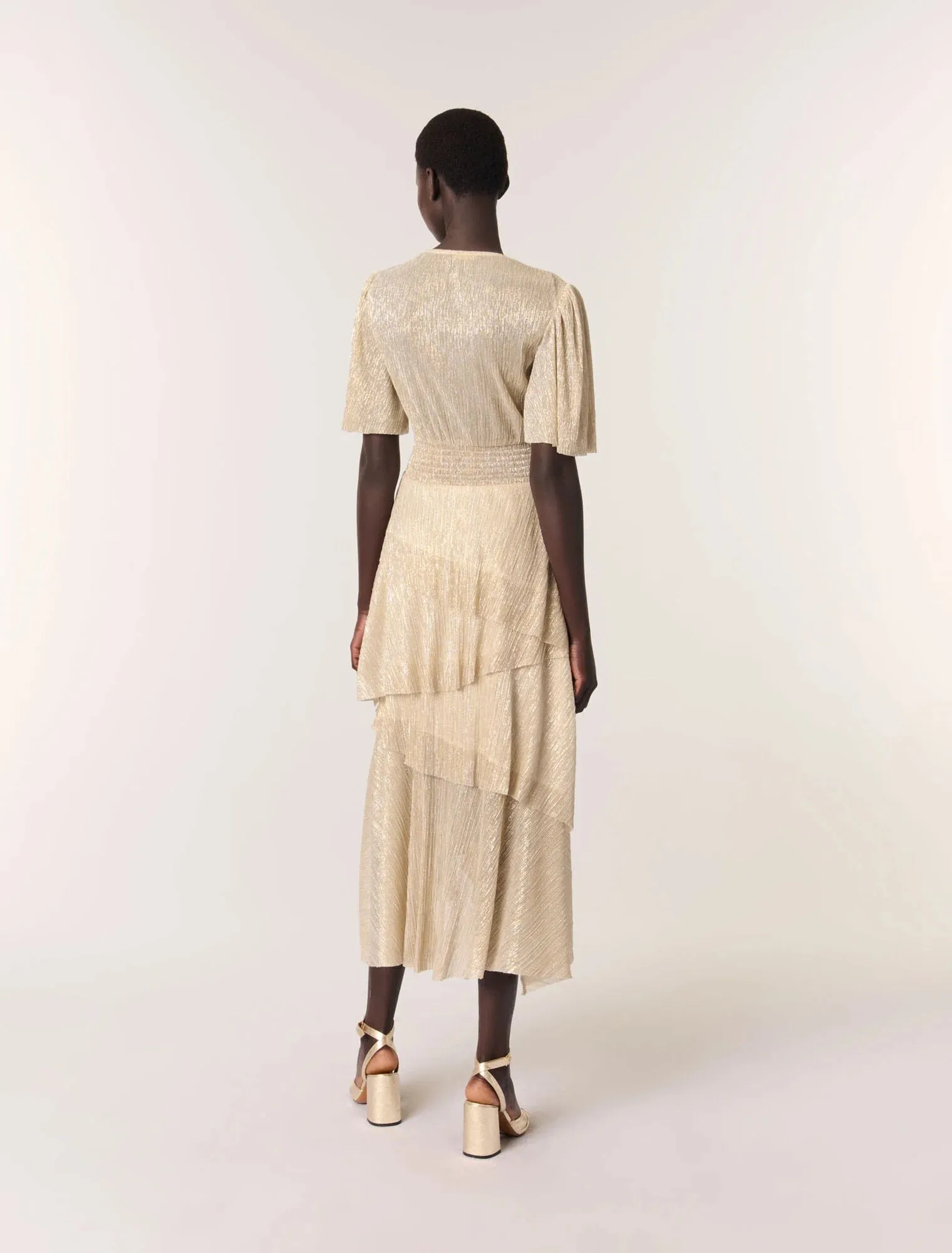 Metallic ruffled dress