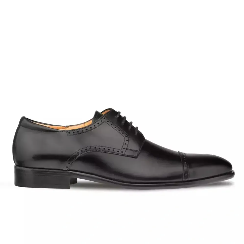 Mezlan Boys Black Lace-up Oxford Cap Toe Leather Dress Shoes