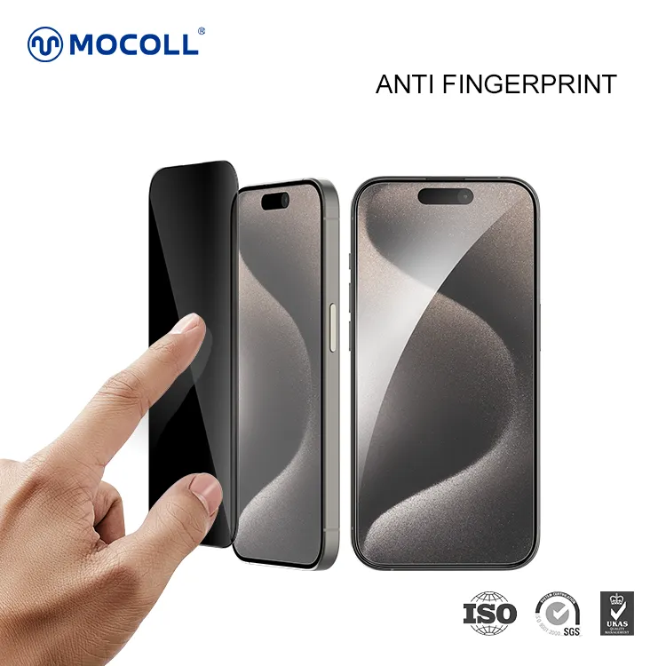 Mocoll 2.5D Full Cover Privacy Tempered Glass/Screen Protector for iPhone 15 Pro Max