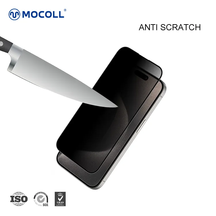 Mocoll 2.5D Full Cover Privacy Tempered Glass/Screen Protector for iPhone 15 Pro Max