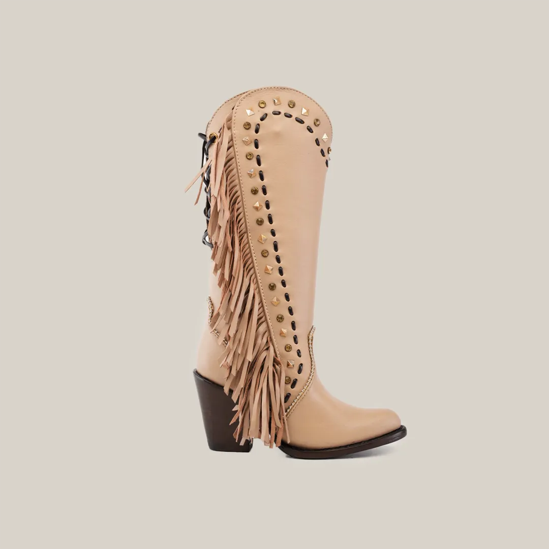 Praga Fringe Tall Shaft Cream - J Toe