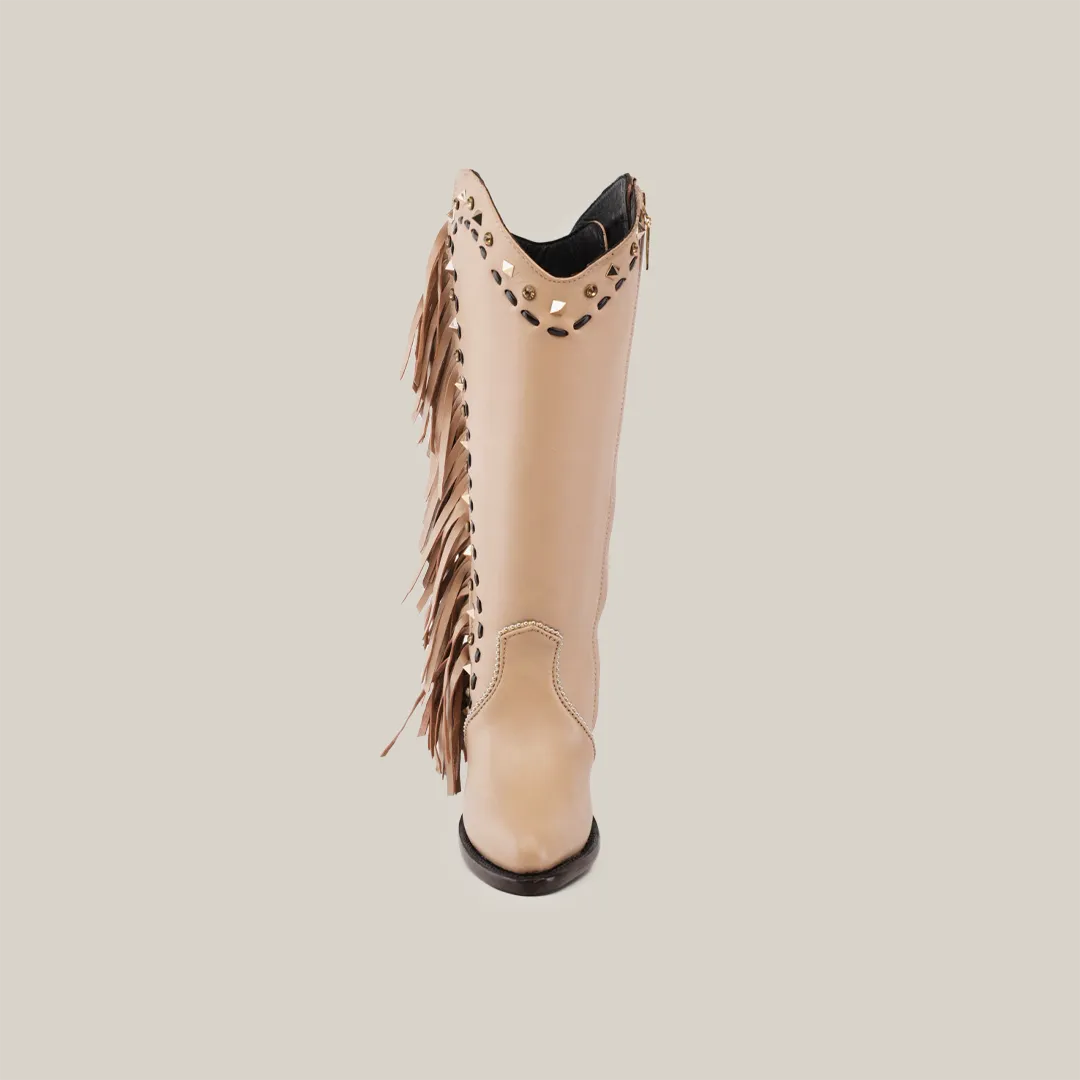 Praga Fringe Tall Shaft Cream - J Toe