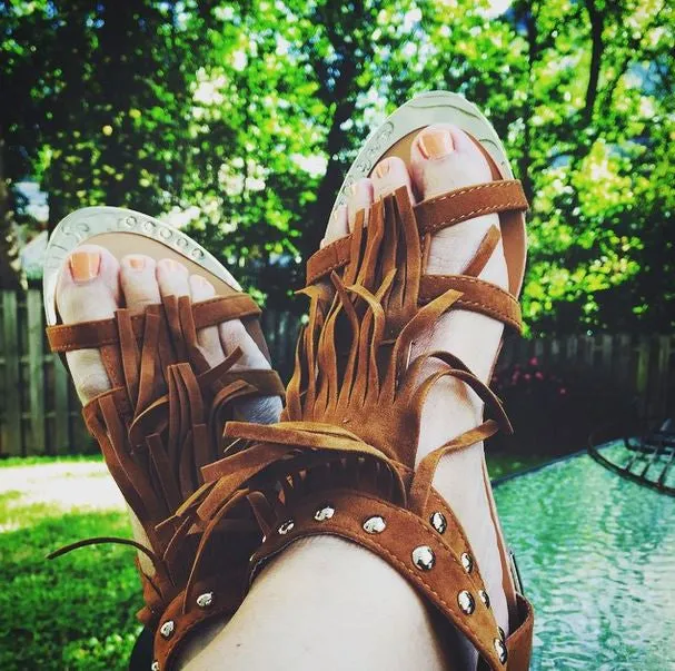 Sageland Fringe Sandals