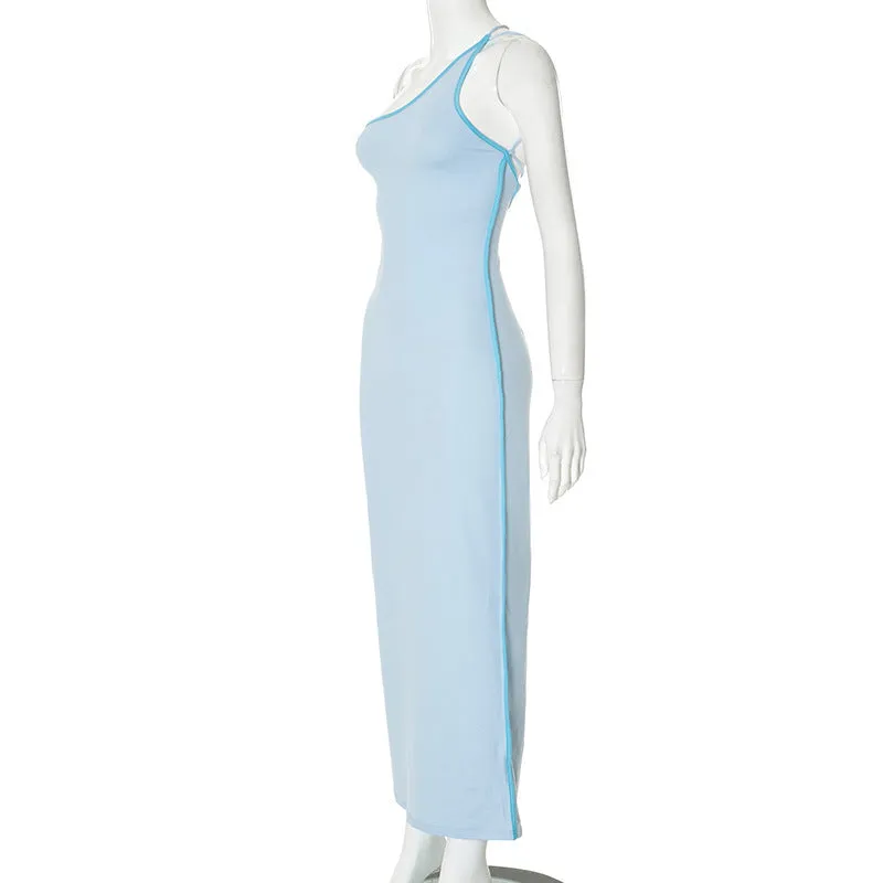 Slaycation One-Shoulder Bodycon Maxi Dress with Sheath fit | Maxi Sundress | Backless Maxi Dress