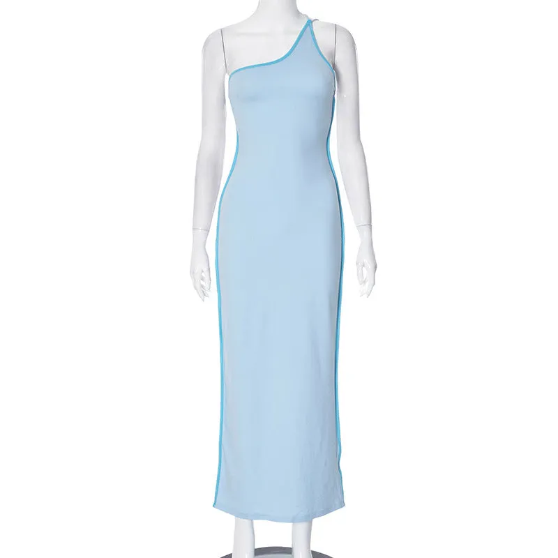 Slaycation One-Shoulder Bodycon Maxi Dress with Sheath fit | Maxi Sundress | Backless Maxi Dress