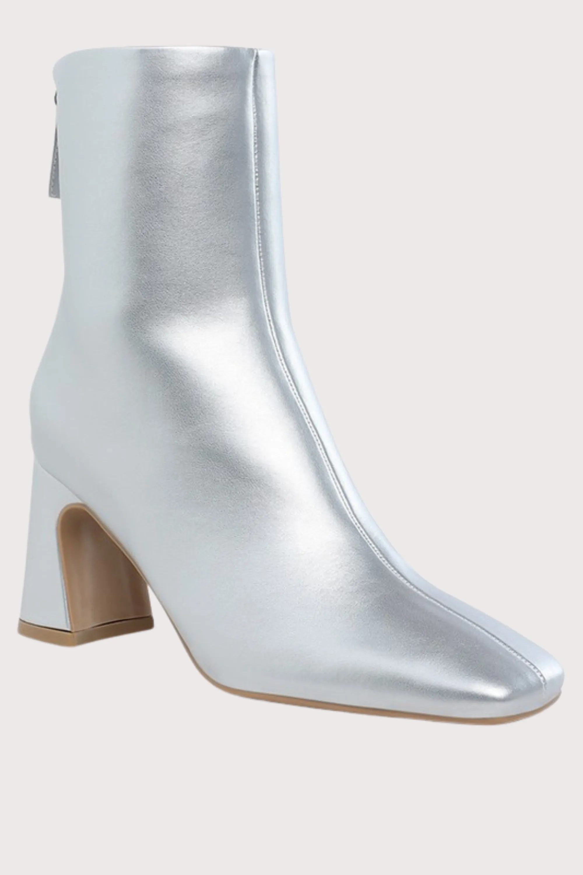 Square Toe Metallic Ankle Boots