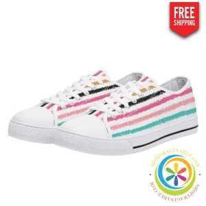 Striped Sensations Ladies Low Top Canvas Shoes