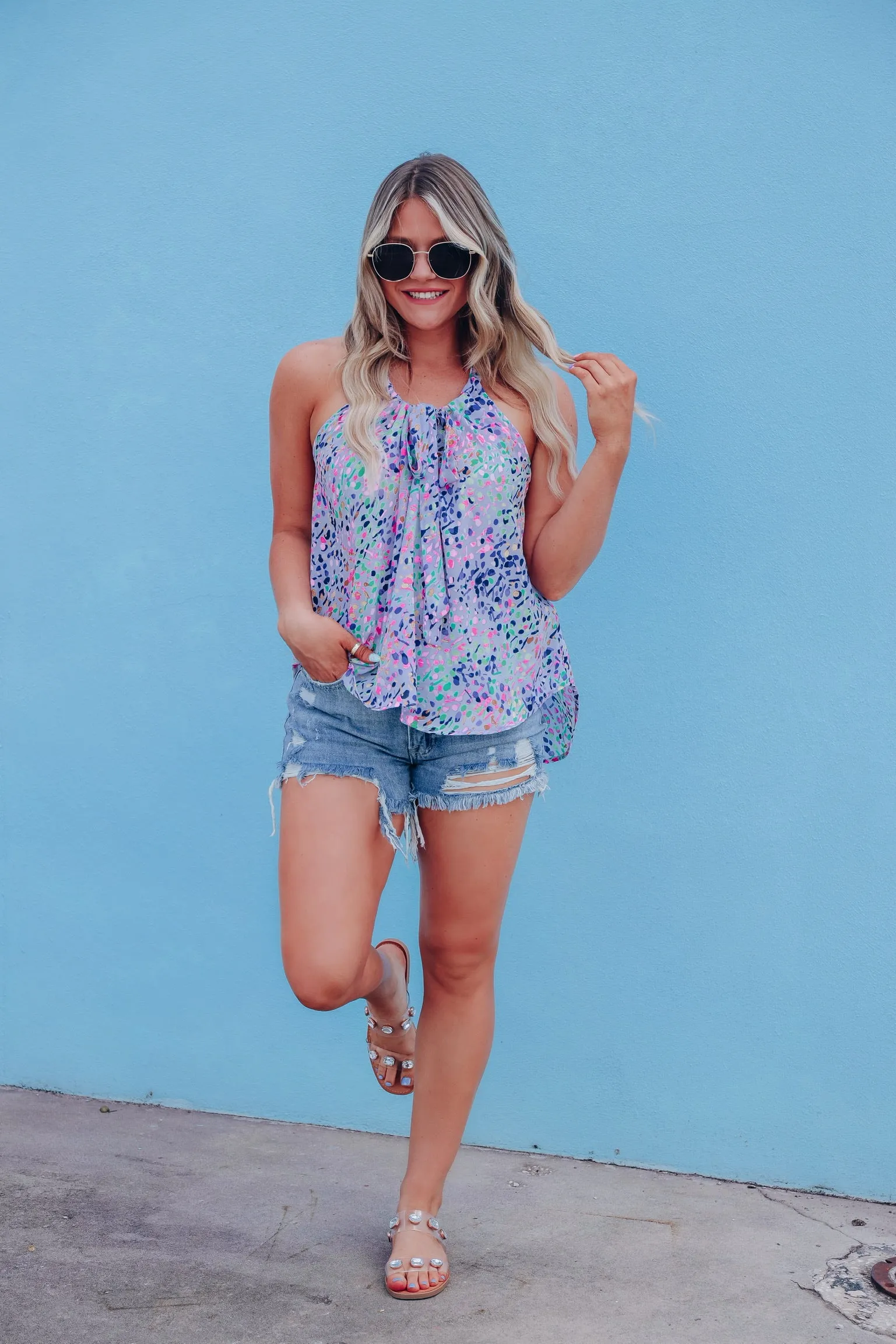 True Colors Printed Chiffon Tank Top