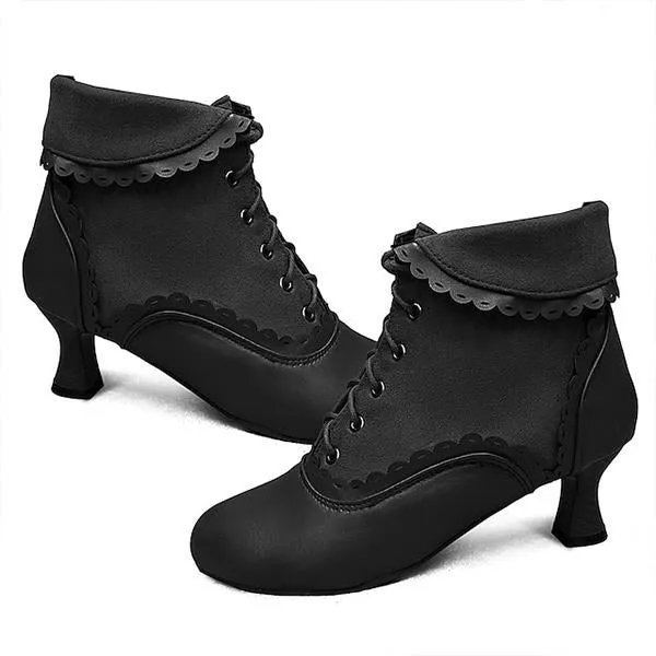 Women's Elegant Lace Vintage Lace Up Ankle Boots 93636733S
