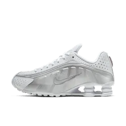 Women's Nike Shox R4 - WHITE/WHITE-METALLIC SILVER-MAX ORANGE