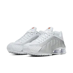 Women's Nike Shox R4 - WHITE/WHITE-METALLIC SILVER-MAX ORANGE