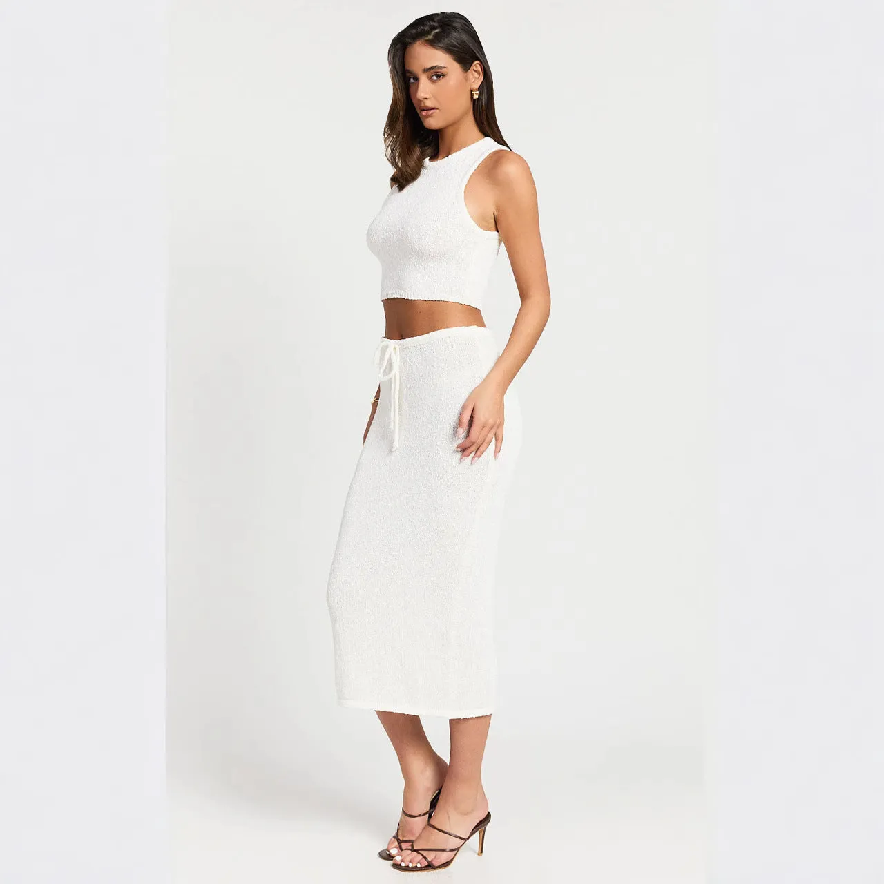 Women’s Two-Piece Skirt Set - Sleeveless White