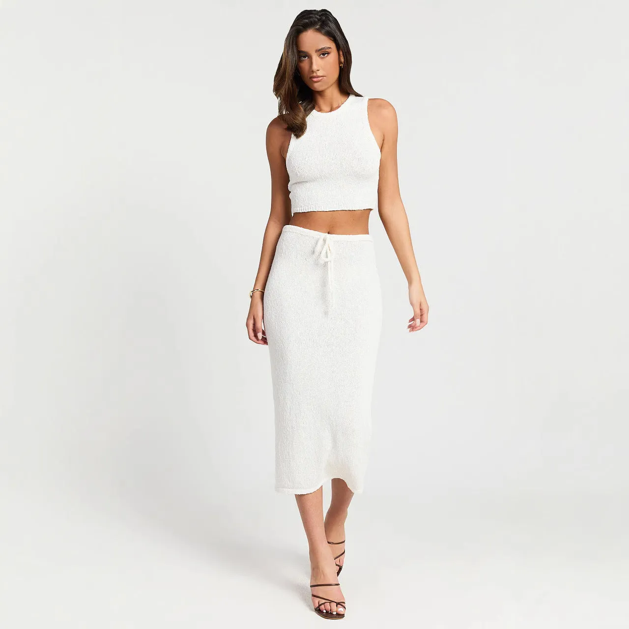 Women’s Two-Piece Skirt Set - Sleeveless White